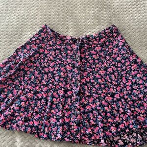 Mini Floral Buttoned Skirt